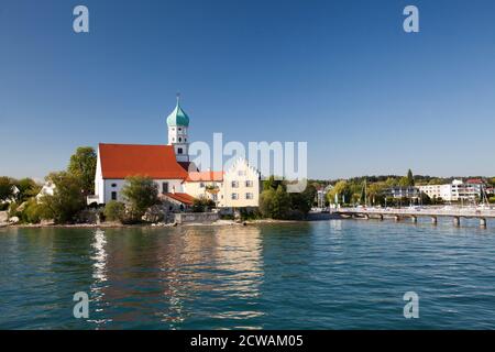 Chiesa di San Giorgio, Wasserburg, lago di costanza Baviera, Germania, Europa Foto Stock