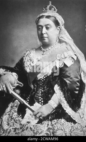 regina vittoria del regno unito con la corona diamantata nell'anno del suo giubileo d'oro, 1887 Foto Stock