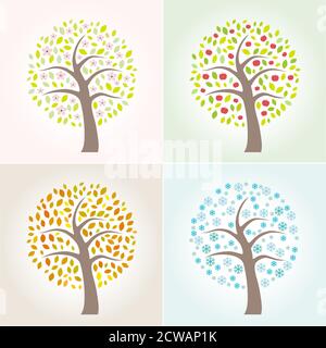 Four seasons tree Illustrazione Vettoriale