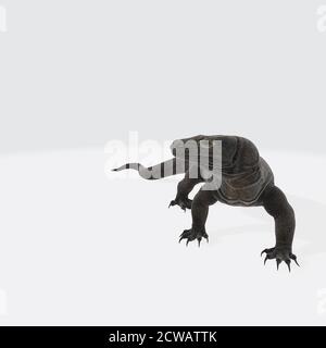 illustrazione 3d di un drago komodo su sfondo bianco Foto Stock