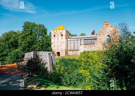 Castello dell'ordine di Livonian, rovine di Sigulda, Lettonia Foto Stock