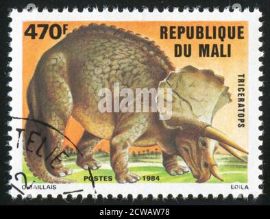 MALI - CIRCA 1984: Francobollo stampato da Mali, spettacoli Triceratops, circa 1984 Foto Stock