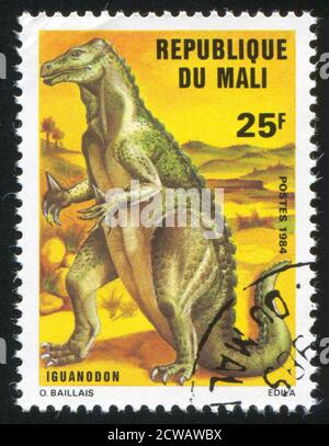 MALI - CIRCA 1984: Francobollo stampato da Mali, spettacoli Iguanodon, circa 1984 Foto Stock