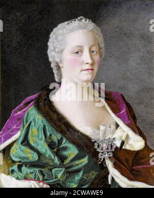 Maria Teresa (1717-1780), Arciduchessa d'Austria, Regina d'Ungheria e Boemia, Imperatrice Sacra Romana, ritratto in miniatura di Jean-Etienne Liotard, 1747 Foto Stock