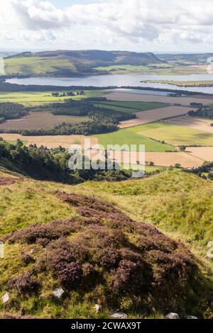 Guardando da Bishop Hill verso Loch Leven e Benarty Hill, Perth e Kinross, Scozia. Foto Stock