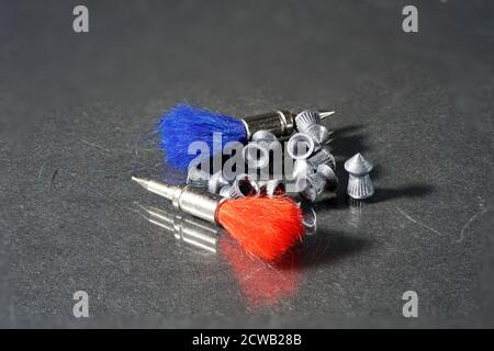 Closeup di munizioni per pistole ad aria Foto Stock