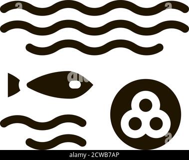 Pesci Lays Caviar icona Vector Glyph Illustrazione Illustrazione Vettoriale