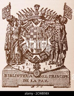 Center Manuel Godoy y Alvarez de Faria Principe della Pace, i duca di Alcudia, i duca di Sueca, i barone di Mascalbo (12 maggio 1767 – 4 ottobre 1851) è stato il primo segretario di Stato spagnolo dal 1792 al 1797 e dal 1801 al 1808. Ricevette molti titoli, tra cui il Principe de la Paz ("Principe della Pace"), Foto Stock