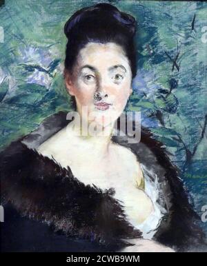 Dipinto intitolato 'Donna in una pelliccia' di Edouard Manet. Manet (1832-1883) un pittore modernista francese Foto Stock