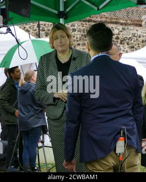 Antoinette Mackeson-Sandbach (nato nel 1969), politico britannico ritorna al Parlamento dopo che la Corte Suprema ha annullato la proroga del Parlamento. 25 settembre 2019. Membro del Parlamento per Eddisbury a Cheshire alle elezioni generali del 2015. Il giorno seguente, 8 maggio 2015, si è dimessa come membro dell'Assemblea gallese per la regione del Galles del Nord, essendo stata eletta membro dell'Assemblea regionale del Galles del Nord alle elezioni del maggio 2011. Eletto per la prima volta come conservatore, Sandbach ha fatto rimuovere la frusta conservatrice il 3 settembre 2019 e attualmente siede come politico indipendente. Foto Stock