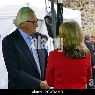 Lord Heseltine arriva a dare interviste ai media, dopo essere tornato al parlamento dopo che la proroga è stata annullata dalla Corte Suprema. 25 settembre 2019. Michael Heseltine, Baron Heseltine (1933), politico e uomo d'affari britannico. Heseltine è stato membro conservatore del Parlamento dal 1966 al 2001, ed è stata una figura di spicco nei governi di Margaret Thatcher e John Major, tra cui il vice primo ministro sotto quest'ultimo. Foto Stock