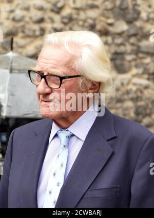 Lord Heseltine arriva a dare interviste ai media, dopo essere tornato al parlamento dopo che la proroga è stata annullata dalla Corte Suprema. 25 settembre 2019. Michael Heseltine, Baron Heseltine (1933), politico e uomo d'affari britannico. Heseltine è stato membro conservatore del Parlamento dal 1966 al 2001, ed è stata una figura di spicco nei governi di Margaret Thatcher e John Major, tra cui il vice primo ministro sotto quest'ultimo. Foto Stock