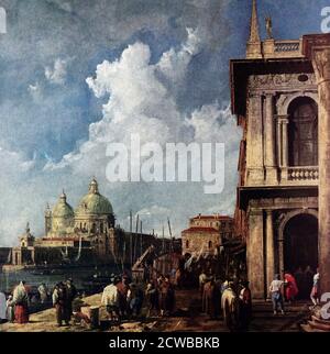 Scena a Venezia; olio su tela (Piazzetta) di Giovanni Antonio Canaletto (18 ottobre 1697 - 19 aprile 1768) Foto Stock