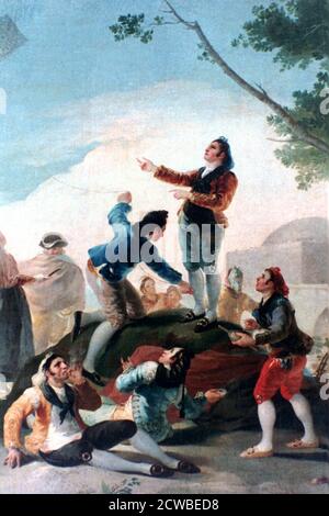 La Cometa', (il Kite), 1778. Artista: Francisco Goya. Francisco Goya (1746-1828) è stato un artista spagnolo i cui dipinti, disegni e incisioni riflettevano sconvolgimenti storici contemporanei e influenzarono importanti pittori del XIX e XX secolo. Foto Stock