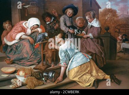 Gli effetti dell'intemperanza', 1663-1665. Artista: Jan Steen. Jan Havickszoon Steen (1626-1679) è stato un pittore olandese della Golden Age, uno dei più importanti pittori del genere del 17 ° secolo. Foto Stock