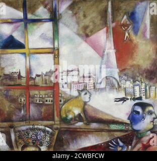 Parigi attraverso la finestra (1928) di Marc Chagall (1887 - 1985); artista russo-francese dell'artista ebreo bielorusso. Foto Stock