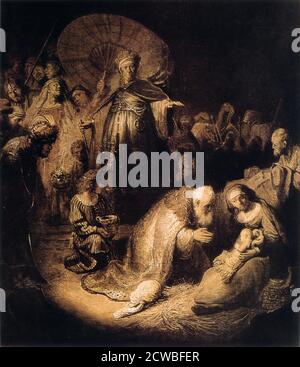 L'Adorazione dei Magi', di Rembrandt Harmensz van Rijn, 1632. Foto Stock