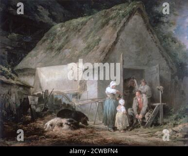 Morning: Higglers preparing for Market', 1791. Artista: George Morland. George Morland (1763-1804) è stato un pittore inglese. Le sue composizioni si concentrano su scene rustiche: Fattorie e caccia. Foto Stock