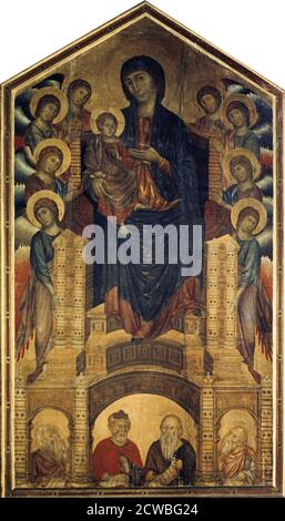 La Madonna in Maesta, 1285-1286 di Cimabue. Dalla Galleria degli Uffizi, Firenze, Italia. Foto Stock