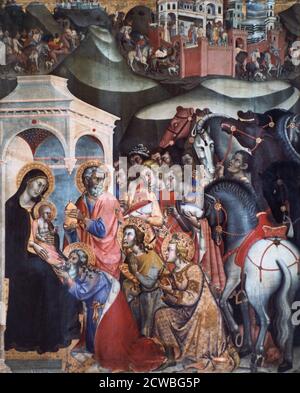 Adorazione dei Magi di Bartolo di Fredi, 1380. Dalla Pinacoteca Nazionale, Siena, Italia. Foto Stock