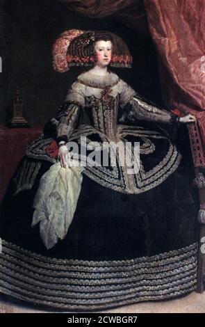 Regina Dona Mariana d'Austria', di Diego Velazquez, 1652-53. Dalla collezione del Museo del Prado, Madrid, Spagna. Foto Stock