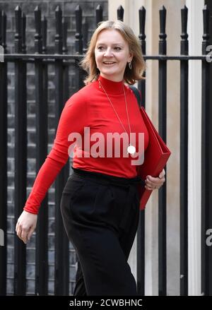 Fotografia di Liz Truss. Elizabeth Mary Truss (1975-) un politico britannico che serve come Segretario di Stato per il Commercio Internazionale e Presidente del Consiglio del Commercio dal luglio 2019 e Ministro per le Donne e le pari dal settembre 2019. Foto Stock