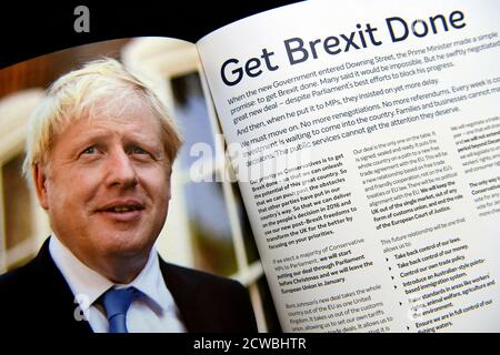 Manifesto del partito conservatore per le elezioni generali del 2019 Foto Stock