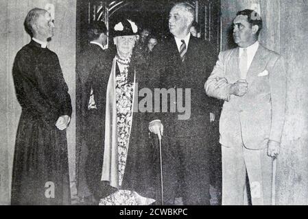 Foto in bianco e nero del presidente degli Stati Uniti Franklin D. Roosevelt (1882-1945) e di sua madre Sara Roosevelt (1854-1941). Foto Stock