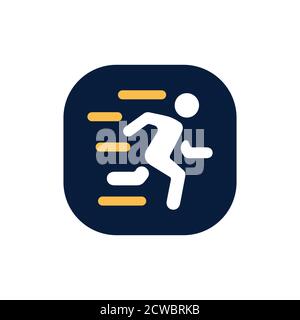 Icona running in stile piatto alla moda isolato. Illustrazione di stock Vector. Illustrazione Vettoriale