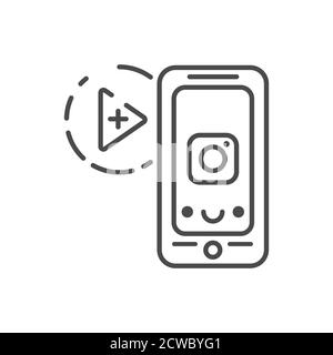 Icona nera delle storie. Contenuti video personalizzati. Accedi alla pagina Web, all'app mobile, al pulsante, al logo. Elemento isolato vettoriale. Tratto modificabile Illustrazione Vettoriale