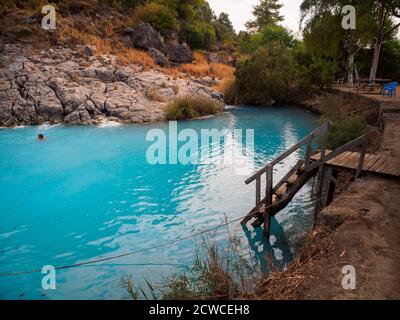 Laguna Termale Blu, Dalyan, Provincia di Muğla, Turchia Foto Stock