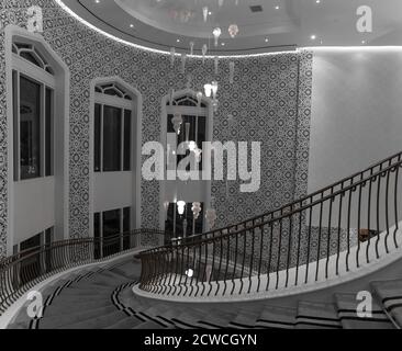 Interno di un ristorante sulla Palm a Dubai, Emirati Arabi Uniti Foto Stock