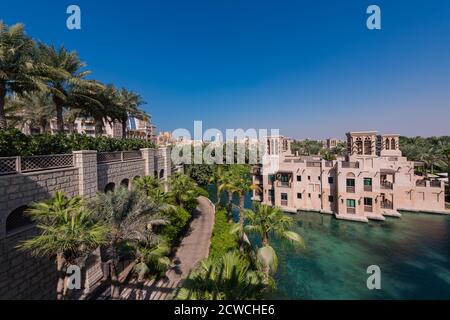 L'hotel Jumeirah al Qasr si trova vicino al Souk Madinat Jumeirah, Dubai, Emirati Arabi Uniti Foto Stock