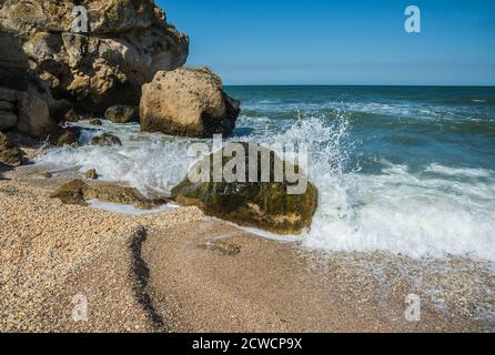 Costa del Mar Nero. Penisola di Kerch, Crimea Foto Stock