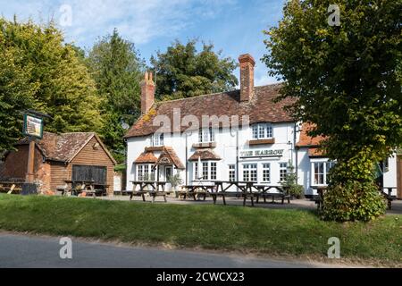 L'Harrow Pub nel villaggio di West Ilsley, Berkshire, Regno Unito, vicino al Ridgeway National Trail Foto Stock