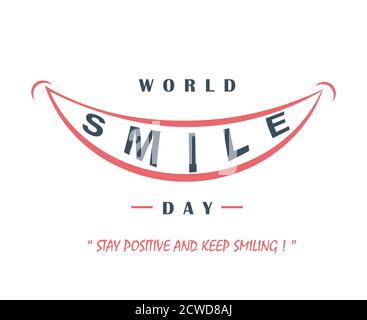 Poster World Smile Day, resta un preventivo positivo su sorridente, sorridente illustrazione vettore Illustrazione Vettoriale