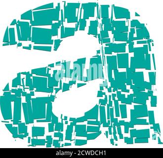 Lettera minuscola colorata /a/ con frattura, rottura, effetto frantumato Illustrazione Vettoriale