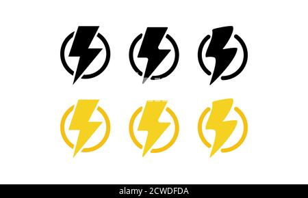 Set di icone Lightning Bolt. Flash. Temporale. Vettore su sfondo bianco isolato. EPS 10 Illustrazione Vettoriale