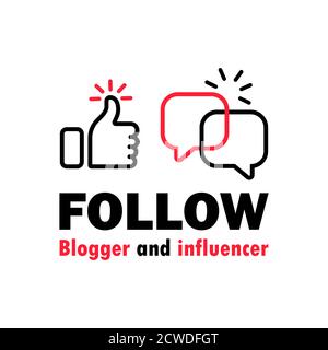 Segui blogger e l'icona influencer. Social network. Vettore su sfondo bianco isolato. EPS 10 Illustrazione Vettoriale