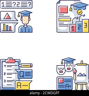 Elenco di controllo delle domande Set di icone di colori RGB Illustrazione Vettoriale