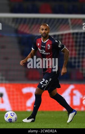 Danilo Langeria (Bologna) durante la gara italiana Serie A' tra Bologna 4-1 Parma allo stadio Renato Dall' Ara il 28 settembre 2020 a Bologna. Foto di Maurizio Borsari/AFLO Foto Stock