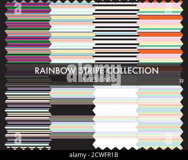 Rainbow Striped Seamless pattern collection include 8 campioni di design per la moda tessile, grafica Illustrazione Vettoriale