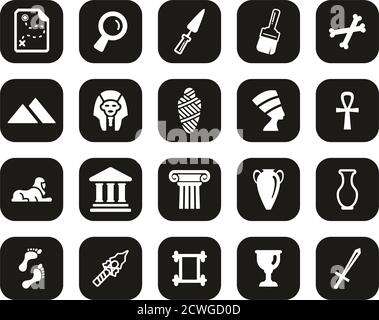 Icone archeologiche Bianco su Black Flat Design Set Grande Illustrazione Vettoriale