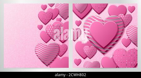 San Valentino sfondo con cuori rosa e motivo argento. Copertina di lusso in argento su sfondo rosa. Poster vacanze rosa, scheda, aggiungere, intestazione, sito web, articolo per giorno valentines Illustrazione Vettoriale