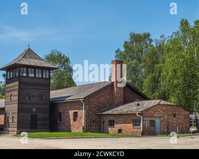 Oświęcim, Polonia - 05 giugno 2019: Veduta del Museo Memoriale dell'Olocausto. Parte del campo di concentramento di Auschwitz-Birkenau . Museo Ebraico del Memoriale dell'Olocausto Foto Stock