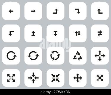 Frecce o icone di navigazione Set di design piatto in bianco e nero Grande Illustrazione Vettoriale