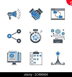 SEO e Web opimizzazione icone set Illustrazione Vettoriale
