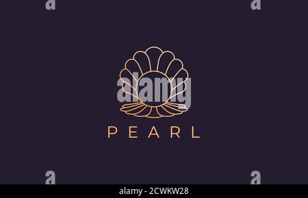 modello con logo pearl shell dal design elegante e lussuoso Illustrazione Vettoriale