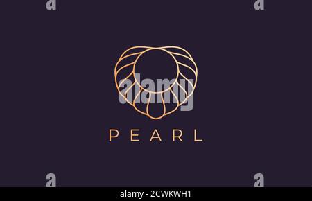 modello con logo pearl shell dal design elegante e lussuoso Illustrazione Vettoriale
