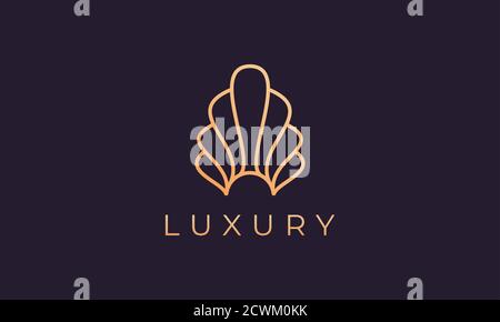 modello con logo in perla d'oro dalla forma elegante e lussuosa Illustrazione Vettoriale